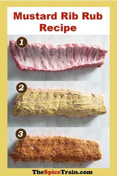 A raw rack of ribs with and without mustard rub. Pork Rib Rub Recipe, Beef Rib Rub, Smoked Ribs Rub, Pork Rib Dry Rub, Ribs Marinade Recipe, Rub For Pork Ribs, Bbq Rib Rub, Best Ribs Recipe, Rib Rub Recipe