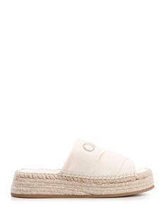 "Mila" sandal from Chloè with flatform straw wedge and rubber sole, cotton ribbon bands with embroidered CHLOE' logo. Chloe Logo, Sandal For Women, Chloe Sandals, Cotton Ribbon, Flatform Sandals, French Chic, Gorgeous Bags, Prada Shoes, Sneaker Wedge