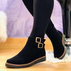 Category:Boots; Upper Materials:Synthetics; Season:Fall,Winter; Gender:Women's; Toe Shape:Round Toe; Type:Booties Ankle Boots; Style:Casual; Heel Height(inch):2-3; Outsole Materials:Rubber; Occasion:Daily; Closure Type:Zipper; Pattern:Solid Colored; Listing Date:09/21/2022; Production mode:Self-produce; 2024 Trends:Suede Shoes,Plus Size; Foot Length:; Foot Width:; Size chart date source:Provided by Supplier.; US Size:null; UK Size:14.5; EU Size:50 Orthopedic Shoes Stylish, Womens Suede Boots, Flat Booties, Buckled Flats, Orthopedic Shoes, Platform Wedge Heels, Winter Ankle Boots, Leather Boots Women, Motorcycle Boots