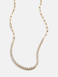 Harper 18K Gold Tennis Necklace - Clear/Gold 14k Gold Tennis Necklace, Gold Tennis Necklace, Jewelry Looks, Tennis Necklace, Timeless Accessories, Everyday Jewelry, Gold Plated Sterling Silver, Cubic Zirconia, 18k Gold