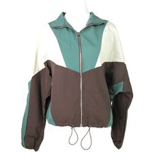 Add A Pop Of Color To Your Wardrobe With This Cider Color Block Windbreaker. The Mid-Length Jacket Features Long Sleeves And A Zip Closure, Making It Perfect For Travel, Casual Outings, Or Workwear. The Softshell Fabric Type And Lightweight Feature Make It Suitable For Summer, Fall, And Spring Seasons. The Jacket Is Made Of Polyester And Has A Regular Fit, With A Size M. The Colorful Theme Of The Jacket Is Sure To Make You Stand Out In A Crowd. 23-428 White Spring Track Jacket With Zipper, White Track Jacket With Zipper For Spring, White Track Jacket For Spring, Spring Khaki Windbreaker With Zipper Closure, Fall Khaki Windbreaker With Zipper Closure, Khaki Windbreaker With Zipper Closure For Fall, White Patchwork Track Jacket For Fall, Beige Retro Patchwork Outerwear, Spring Patchwork Long Sleeve Track Jacket