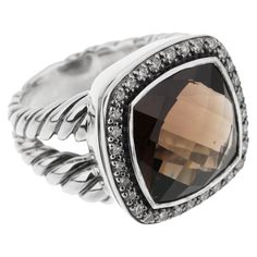 Yurman Ring, David Yurman Ring, Quartz Ring, Smokey Quartz, David Yurman, Round Brilliant Cut Diamond, Smoky Quartz, Brilliant Cut Diamond, Cocktail Rings