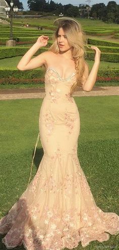 Mermaid Dress Homecoming, Light Pink Lace Prom Dress, Rustic Romance Prom Dresses, Mermaid Trumpet Prom Dress, Prom Dresses Cream Color, Whimsical Dress Prom, Light Pink Floral Prom Dress, Prom Dresses Blonde Hair Blue Eyes, Strapless Cream Prom Dress