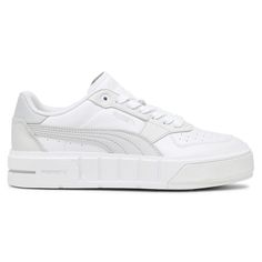 Meet the Puma Cali Court, your new favorite court classic. Standing at the intersection of sport, fashion, and streetwear, this sneaker brings the tennis vibes to any outfit and can be easily mixed and matched with other pieces to create an effortless look. This version features a full leather upper and fits in court side. $39.95 Womens White Sneakers, Puma Cali, White Sneakers Women, Casual Sneakers Women, Puma Sneakers, Lace Up Sneakers, High Quality Shoes, Sportswear Women, Sneaker Collection