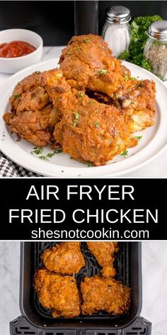 air fryer fried chicken on a white plate