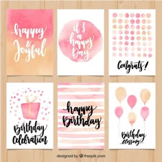 watercolor birthday cards with hand lettering