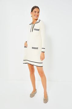 Cream Eleonora Dress | Tuckernuck Nantucket Style Clothing, Breton Stripe Shirt, Morning Meetings, Early Evening, Parisian Lifestyle, Happy Hours, Black Tweed, Tailored Blazer, The Cream