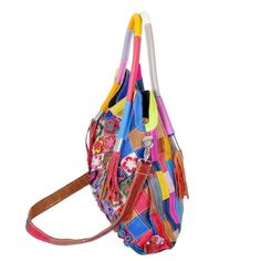 LEA Design Women's Fashion Genuine Leather Patchwork Design Shoulder Handbag - Divine Inspiration Styles Friends Experience, Multi Colored Flowers, Floral Patchwork, Leather Patchwork, Designer Handbag, Genuine Leather Handbag, Casual Tote, Plaid Design, Types Of Bag