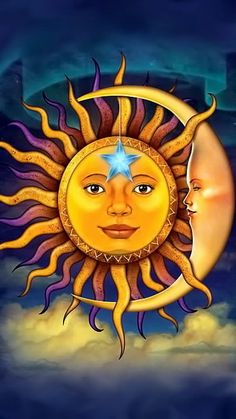 the sun and moon are facing each other