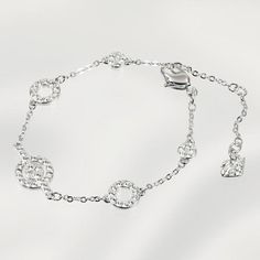 Swarovski 1121075 Purity Women's Chain Bracelet Features A Rhodium-Plated Material. This Beautiful Rhodium-Plated Chain Bracelet Also Features Variety Of Fine Circular Motifs Embellished With Clear Crystal Pave. Swarovski 1121075 Women's Chain Bracelet Measures 6" Inches Length. Swarovski 1121075 Women's Purity Rhodium-Plated Clear Crystal Chain Bracelet Is Brand New And Comes In An Original Swarovski Gift Box Silver Diamond Crystal Bracelet, Silver Crystal Bracelet With Sparkling Stones, Cubic Zirconia Chain Bracelet With Sparkling Stones, Dazzling Silver Crystal Bracelet With Brilliant Cut, White Gold Crystal Bracelets With Sparkling Stones, Diamond Bracelet With Cubic Zirconia Chain, Silver Crystal Diamond Bracelet, Silver Cubic Zirconia Bracelet With Adjustable Chain, Silver Crystal Bracelet With Adjustable Chain