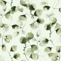 watercolor painting of green leaves on white background