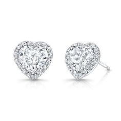 Halo Heart And Round Shape 4.60 Ct Diamonds Stud Earrings White Gold 14K Halo Stud Earrings Pave Earrings, Round Diamond Earrings, Heart Center, Diamond Earrings Studs Round, Buy Jewellery Online, Solitaire Earrings, Heart Diamond, Halo Earrings Studs, Sparkling Diamond