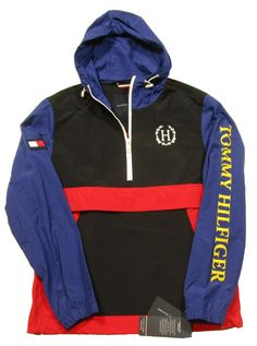 Sporty Hooded Windbreaker With Zip Fly, Tommy Hilfiger Sporty Streetwear Windbreaker, Tommy Hilfiger Sporty Windbreaker For Streetwear, Tommy Hilfiger Windbreaker For Fall Outdoor Activities, Tommy Hilfiger Windbreaker For Fall Outdoor, Tommy Hilfiger Windbreaker For Outdoor Fall Activities, Functional Black Color Block Windbreaker, Tommy Hilfiger Hooded Windbreaker For Fall, Men Swag