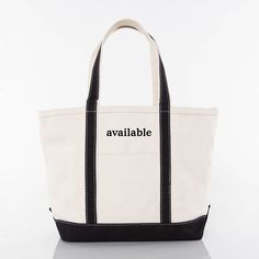 Our classic Canvas Boat Tote in medium is a staple for any tote-bag lover. Features a top zip enclosure, self-constructed canvas handle in contrasting trim color, internal pocket organizer with zippered enclosure and a spacious interior with a flat bottom.  The text and trim color is as shown only. Care instructions- In order to make the most of the extended use of this product, the manufacturer strongly encourages customers to prep the canvas, jute, and cotton-linen blend products by spraying t Canvas Satchel Bag For Errands, Rectangular Canvas Bag With Zipper For Errands, Practical Canvas Tote Bag With Reinforced Handles, Everyday Rectangular Canvas Bag With Zipper Closure, Everyday Rectangular Canvas Bag With Zipper, Black Canvas Bag For Errands, Canvas Tote Bag With Zipper Pocket For Shopping, Canvas Bucket Bag For Errands, Shopping Canvas Tote Bag With Zipper Pocket