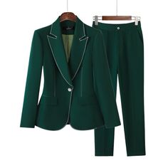 NAVIA SUITS Women's Elegant Stylish Fashion Office Blazer Jacket & Pants Green Suit Set Womens Blazer Coat, Casual Professional, Ladies Blazer, Fashion Office, Style Blazer, Pants Green, Green Suit, Brown Suits, Business Style