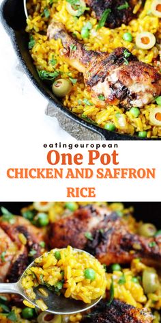 one pot chicken and saffron rice is an easy weeknight meal that's ready in under 30 minutes