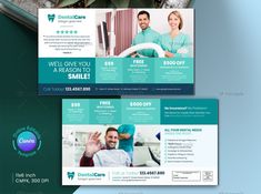 two dental flyer templates are shown in this image