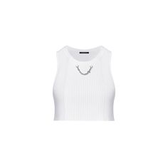 LOUIS VUITTON® - Ribbed Crop Top - White Lv Crop Top, Lv Clothes, Louis Vuitton Clothes, Louis Vuitton Top, Circle Chain, High Fashion Women, High Fashion Outfits, Ribbed Crop Top, Fashion Design Clothes