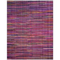 an area rug with multicolored stripes and fringes on the bottom, in various colors