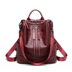 Cool Backpack for Women - Stylish, Multi-functional, and Luxurious Leather Shoulder Bag for Casual and Travel Use (BG341). Capacity: 20-35 Litre Single zipper size: length 29cm, height 31cm, width 13.5cm, handle 9cm Double zipper size: length 29cm, height 32cm, width 13cm, handle 9cm This product is a cool backpack for women, made of genuine leather and sheepskin. The main material is PU and it is made in China. The backpack features an embossing technique and is a softback type with a capacity Daily Use Anti-theft Shoulder Bag, Anti-theft Backpack For Daily Use, Anti-theft Backpack Shoulder Bag For Daily Use, Anti-theft Satchel Shoulder Bag For Travel, Anti-theft Satchel Shoulder Bag For Everyday Use, Leather Anti-theft Backpack For Daily Use, Versatile Anti-theft School Bag, Leather Anti-theft Bag For Everyday Use, Brown Rectangular Anti-theft Bag