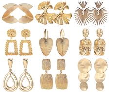 PRICES MAY VARY. ✨【GOLD STATEMENT EARRINGS】- One order comes with 9 pairs of silver/gold clip on earrings. Various geometric designs, metal dangle earrings, full of artistic atmosphere. Featuring a shiny striped or hammered design, these gold-tone clip earrings combine modern and classic styles, making them perfect for everyday wear or special occasions. ✨【CLIP ON EARRINGS WOMEN】- Non-pierced clip-on earrings, specially designed for people without pierced ears. Clip earrings are extremely flexib Gold Alloy Clip-on Earrings, Trendy Gold Alloy Hoop Earrings, Gold Alloy Earrings For Party, Gold Alloy Party Earrings, Gold Dangle Hoop Earrings In Alloy, Gold Alloy Clip-on Earrings As Gift, Gold Alloy Clip-on Earrings For Gifts, Gold Dangle Hoop Earrings, Trendy Gold Dangle Clip-on Earrings