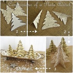 instructions to make paper christmas trees on a skateboard