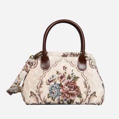 Floral Cream Carpet Satchel carpet bag MCW Handmade Beige Vintage Bag With Top Carry Handle, Vintage Beige Tapestry Bag, Vintage Beige Satchel With Handles, Vintage Beige Satchel With Top Carry Handle, Vintage Satchel Tote With Adjustable Handle, Vintage Tote Bag With Adjustable Handle, Vintage Beige Shoulder Bag With Handles, Vintage Bags With Detachable Handle, Vintage Tapestry Bags With Leather Handles