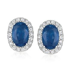 LeVian - Le Vian 1.00ct t. w. Blueberry Sapphire Earrings, .13ct t. w. Vanilla Diamonds in 14kt Vanilla Gold. With a rich history dating back to the 15th century, Le Vian jewelry is well known for its decadent designs and innovative use of color. This timeless pair of earrings present 1.00 ct. t. w. oval sapphires haloed by .13 ct. t. w. round brilliant-cut diamonds. Finely crafted in polished 14kt white gold. Post/clutch, Le Vian diamond and sapphire earrings. Diamond birthstones are the perfec Le Vian Jewelry, Levian Jewelry, Sapphire Birthstone, Diamond Birthstone, Le Vian, Earrings Diamond, Sapphire Earrings, 15th Century, Round Brilliant Cut Diamond