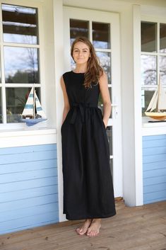 Elegant Linen Dress / Long Maxi Dress / Washed Soft Linen / | Etsy Linen Dresses Elegant, Linen Dress Outfit, Linen Maternity Dress, Linen Maternity, Black Linen Dress, Firefly Serenity, Long Linen Dress, Linen Maxi Dress, Black Colour