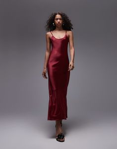 Dresses by Topshop This is Topshop Scoop neck Fixed straps Scoop back Regular fit Burgundy Slip Dress, Dress Rental, Maxi Slip Dress, Burgundy Dress, Maxi Dress Trend, Prom Party Dresses, Cami Dress, Mini Dress Party, Skirts For Sale