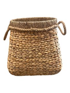 an empty basket with handles on white background