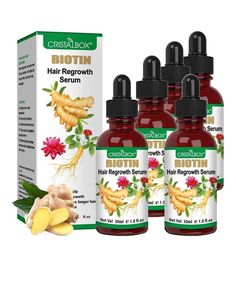 【5 PACK Biotin Hair Regrowth Oil- 1OZx 5】 This Hair Essece supports the strengthening of the hair root and can make the blood flow of the scalp. Make perfectly smooth hair. And easy to manage and healthy-looking. 【Hair Grown】Encourages healthier hair growth, good for stopping thinning hair and treating alopecia, make it grow faster and thicker. 【Hair Repair】Hair Serum helps repair damaged hair's surface, lock in moisture & shine and control frizz. Repairs, softens and strengthens dry, brittle, f Ginger Oil For Hair, Hair Regrowth Oils, Ginger Hair Growth, Hair Regrowth Shampoo, Hair Growth Women, Natural Hair Growth Oil, Biotin Hair Growth, Biotin Hair, Ginger Oil