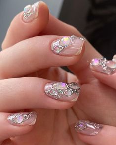 Weak Nails, Hello Nails, Goth Nails, Korean Nails, Almond Acrylic Nails, Kawaii Nails