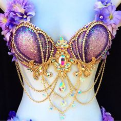 Made To Order In Any Size. Processing Time Is 5-6 Weeks. Mermaid Bra Gold, Light Pink Mermaid Bra, Mermaid Purple Bra, Orange Mermaid Bra Top, Fancy Mermaid Bra, Mermaid Bra Top Orange, Purple Burlesque Costume, Peacock Goddess, Mermaid Bras