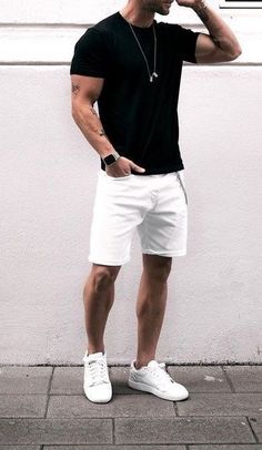 Menswear Outfits, Tee Shorts, Mens Summer Outfits, Vans Converse, Mens Casual Outfits Summer, Men Fashion Casual Shirts, Outfits For Men, Stylish Men Casual, Denim Shirts