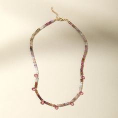 Pink Tourmaline Necklace Adjustable Pink Birthstone Necklace, Tourmaline Gemstone Beaded Necklace For Gift, Handmade Pink Tourmaline Necklaces, Handmade Pink Tourmaline Necklace, Cherry Blossom Necklace, Cherry Trees, Rainbow Jewelry, Strung Beads, Labradorite Necklace