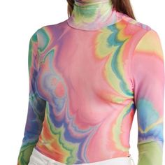 Brand: Afrm Swirl Tie Dye, Mesh Crop Top, Dream Wardrobe, Learn English, Pink And Green, Swirl, Tie Dye, Crop Top, Womens Tops