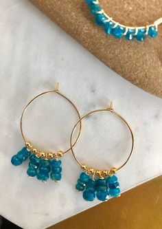 Elegant Blue Apetite Stones beaded and dangle in either choice of silver plated hoops, sterling silver hoops, gold plated hoops, or 14k gold filled hoops. Perfect bohemian jewelry, perfect size and dangle. Super gorgeous with boho outfits. Light and comfortable. Make a statement today! 💜Simple, Dainty and Elegant Raw Natural Stones for everyday wear that's lasting. Simple yet elegant especially the shine and color are so gorgeous.The picture does not do it justice it and is much prettier in per Blue Small Hoop Jewelry With Dangling Beads, Blue Small Hoop Earrings With Dangling Beads, Blue Hoop Earrings With Dangling Beads Gift, Blue Bohemian Hoop Earrings With Natural Stones, Bohemian Blue Hoop Earrings With Natural Stones, Blue Natural Stone Dangle Hoop Earrings, Blue Hoop Earrings With Natural Stones, Everyday Blue Jewelry With Dangling Beads, Blue Wire Wrapped Hoop Earrings For Everyday