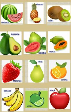 an image of fruits and vegetables in spanish