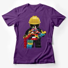 Lego Builder Graphic T-Shirt, Colorful Construction Toy Print for Kids and Adults Female T-Shirt Custom graphic T-Shirt.Customize your color Character Print Crew Neck T-shirt For Playtime, Multicolor Cartoon Print T-shirt For Playtime, Crew Neck T-shirt With Character Print For Playtime, Purple Cartoon Print Fun T-shirt, Graphic Tee With Crew Neck For Playtime, Funny Crew Neck T-shirt For Playtime, Multicolor Short Sleeve T-shirt For Playtime, Multicolor Graphic Tee For Playtime, Funny Graphic Print T-shirt For Playtime