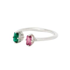 Making use of negative space in a positive way, the 'Jordana' finds the perfect balance between simplicity and intricacy with its pairing of two emerald cut stones. Cast in sterling silver or 10k yellow gold, this ring is set with 3x5mm Seza Rhodolite and 3x5mm Green Quartz. 3x5mm Emerald Cut Seza Rhodolite and Green Quartz Sterling Silver or 10K Yellow Gold Made in New York City Made to order, please allow 5-10 business days for production Fits true to size Top Rings, Necklace Making, Green Quartz, Negative Space, Jewelry Inspo, Birthstone Necklace, White Topaz, Accessories Necklace, Signet Ring