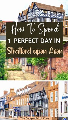 Pinterest pin for one day in Stratford-upon-Avon Uk Adventure, Stratford London, Day Trip From London, Visit Uk, The Bard, Day Trips From London, Stratford Upon Avon, Visiting England, Uk Holidays