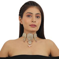 ROUND NECKLACE SET WITH PASTEL PINK BEADS
Details

Colour: Pastel pink and white
Plating Colour: Matt gold
Metal Used: Copper Pink Chain Choker Necklace, Elegant Pink Kundan Necklace, Elegant Pink Beaded Choker Necklace, Pink Bridal Choker Necklace As Gift, Pink Choker Bridal Necklace Gift, Pink Kundan Choker For Party, Pink Beaded Choker Jewelry, Pink Kundan Choker Necklace For Party, Festive Pink Kundan Choker Necklace