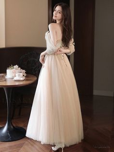 Lasaky - Champagne-Colored Formal Evening Dress with Exquisite Shoulder Detail and Ball Gown Skirt Skirt Wedding Dress, Gown Skirt, Formal Evening Dress, Ball Gown Skirt, Champagne Color, Wedding Dress Styles, Formal Evening Dresses, Dress Styles, Olivia Mark