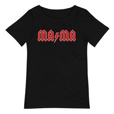 Rock N' Roll MAMA Raw Neck Tee | ACDC Mama Shirt | Funny Graphic Tee For Moms | Gift For New Moms T-Shirt Funny Graphic Tees, Gifts For New Moms, New Moms, Gifts For Mom, Cricut