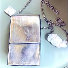 Nwt Brand New Adorable Silver Cross Body Mini Purse 7" Long 4" With Comes With Stunning Silver Chain 23" Long For Any Occasions No Trades Holds Pp She's A Lady, Quilted Tote Bags, Black Crossbody Purse, Leather Saddle Bags, Quilted Totes, Black Clutch, Black Crossbody, Studded Leather, Mini Purse