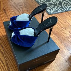 New Recently Purchased Giuseppe Zanotti Blue Velvet Coline Sandal In Size 39 Zanotti Shoes, Giuseppe Zanotti Shoes, Blue Velvet, Giuseppe Zanotti, Fashion Ideas, Shoes Women Heels, Shoes Heels, Velvet, Women Shoes