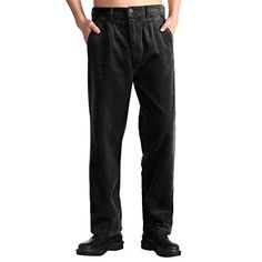 Idealsanxun Mens Corduroy Pants Pleated Straight Leg Thick Loose Senior Pants (Black, 42w X 32l) Size 42 In Waist Sku: Mc-7523724 High Waist Relaxed Fit Corduroy Pants, Straight Leg Corduroy Pants With Hip Pockets, Corduroy Straight Leg Pants With Hip Pockets, Straight-leg Corduroy Pants With Hip Pockets, Baggy Washed Black Pants For Winter, Washed Black Baggy Winter Pants, Winter Baggy Washed Black Pants, Winter Washed Black Baggy Pants, Corduroy Tapered Leg Pants With Pockets