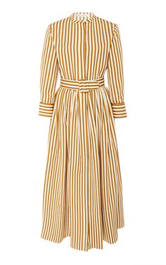 Women's New Clothing | Moda Operandi Printed Cotton Dress, Maxi Dress Cotton, Midi Dress With Sleeves, Striped Fabrics, Dream Dress, Cotton Poplin, Moda Operandi, Striped Dress