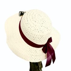 14” Wide X 6” Tall. Brand New With Tags. Pet And Smoke Free. Classic White Boater Hat For Vacation, Classic White Sun Hat For The Beach, White Adjustable Casual Straw Hat, Classic White Boater Hat For Spring, Classic White Boater Hat For Beach, Classic White Boater Hat For The Beach, Adjustable Brimmed White Sun Hat, Adjustable White Straw Hat For Beach Season, Adjustable White Sun Hat For Beach Season